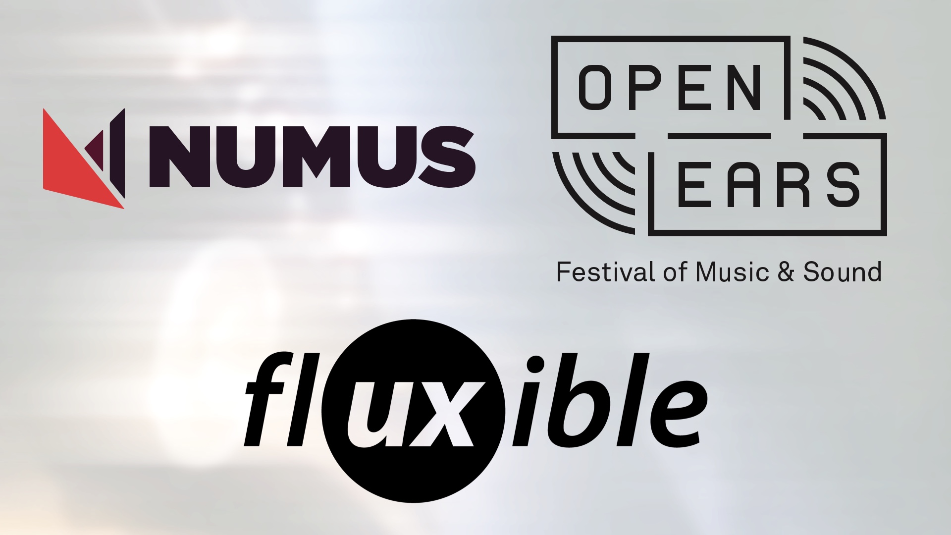 Logos for Fluxible, Open Ears, and NUMUS